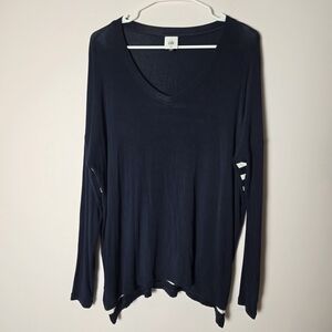 Cabi Lighthouse Tee Medium Navy White Stripe Long Sleeve V-Neck Style 5742